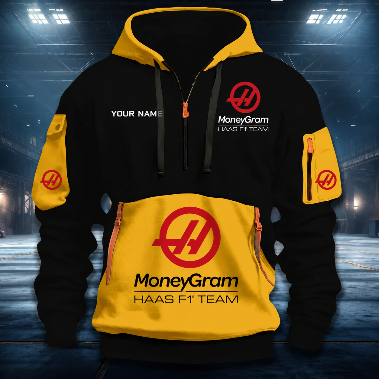 Limited Edition – Customized F1 Haas Quarter Zip Hoodie - Image 2