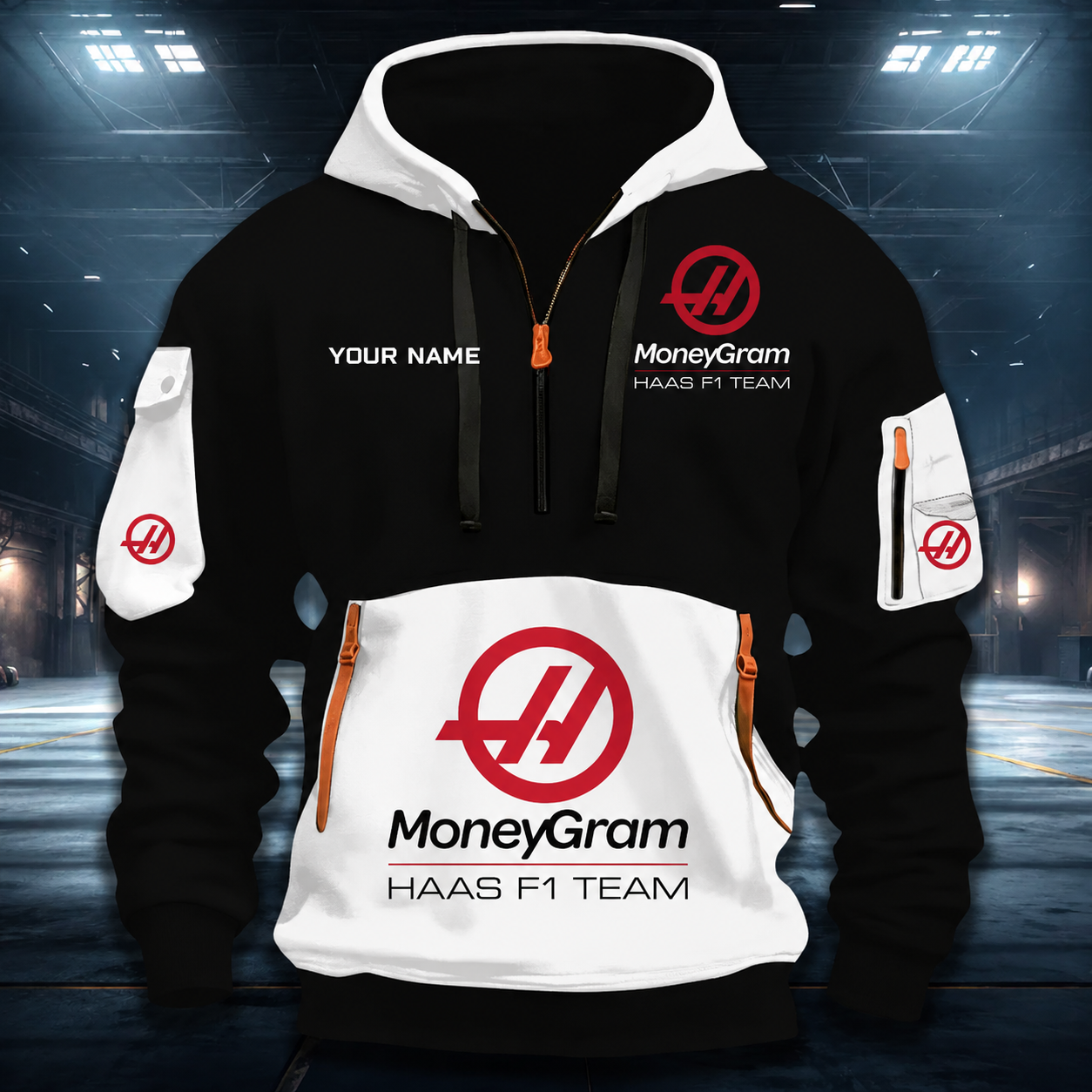 Limited Edition – Customized F1 Haas Quarter Zip Hoodie - Image 3