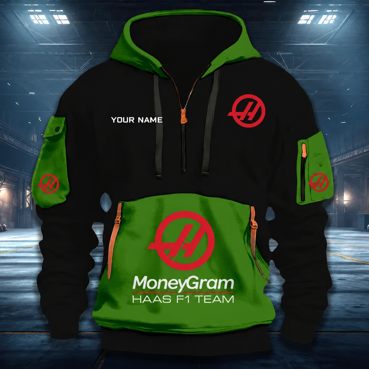 Limited Edition – Customized F1 Haas Quarter Zip Hoodie - Image 5