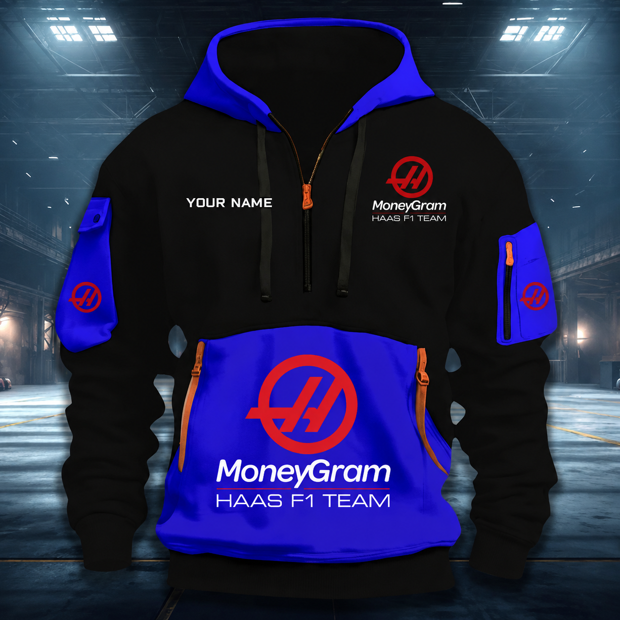 Limited Edition – Customized F1 Haas Quarter Zip Hoodie - Image 6