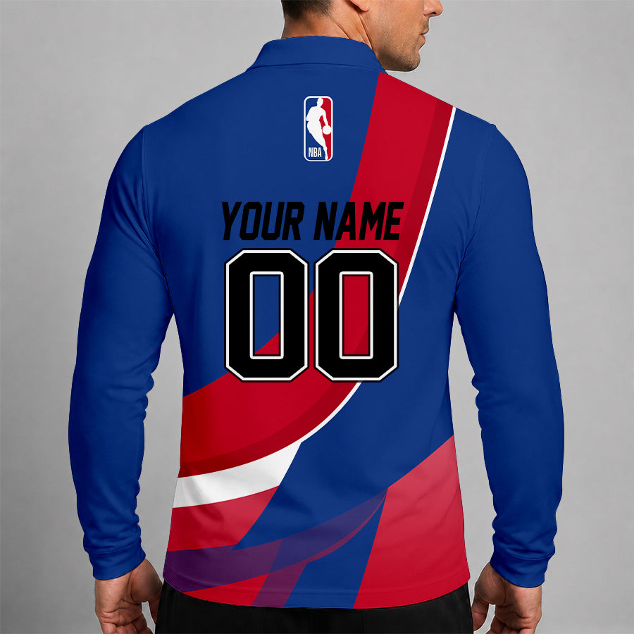 Limited Edition – Customized NBA National Basketball Association Men Long Sleeve Polo Shirt - Image 2
