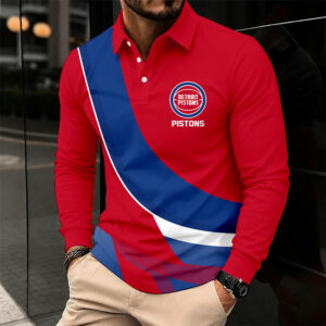 Limited Edition – Customized NBA Detroit Pistons Men Long Sleeve Polo Shirt