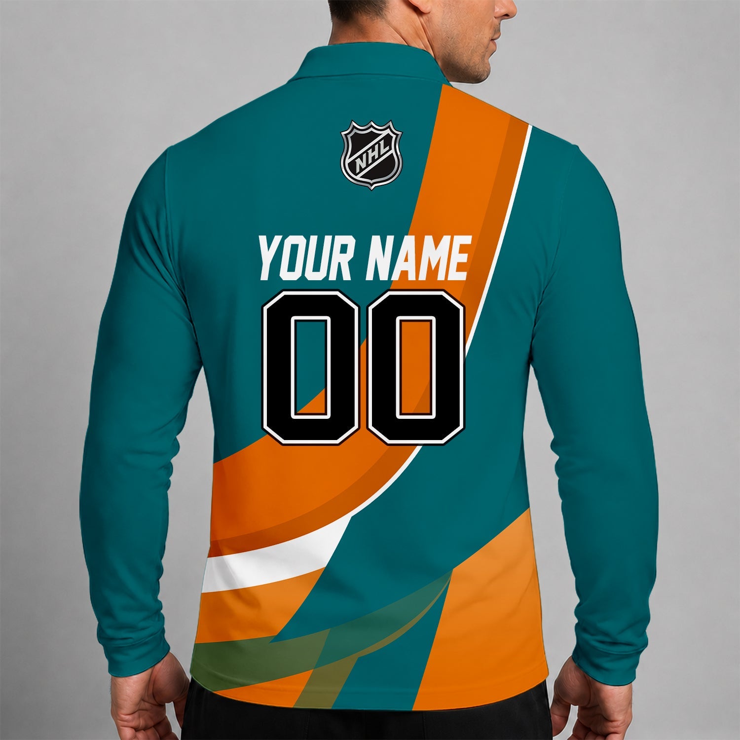 Limited Edition – Customized Nhl San Jose Sharks Men Long Sleeve Polo Shirt - Image 2