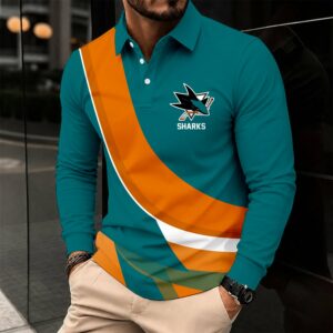 Limited Edition – Customized Nhl San Jose Sharks Men Long Sleeve Polo Shirt