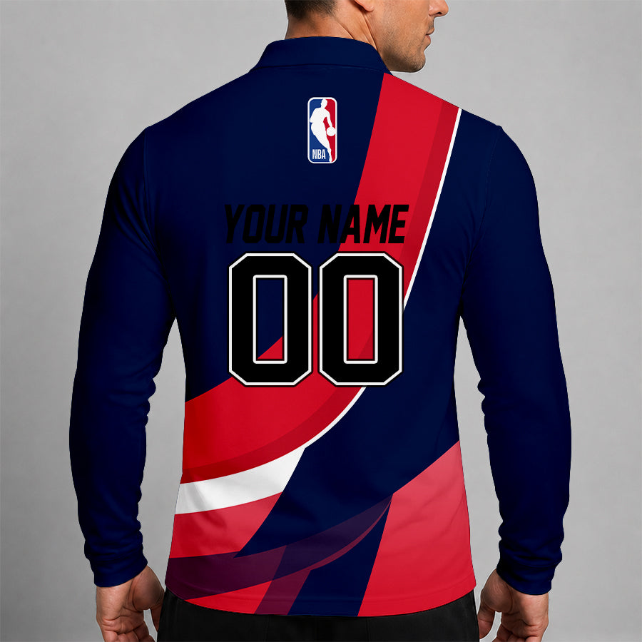 Limited Edition – Customized NBA New Orleans Pelicans Men Long Sleeve Polo Shirt - Image 2