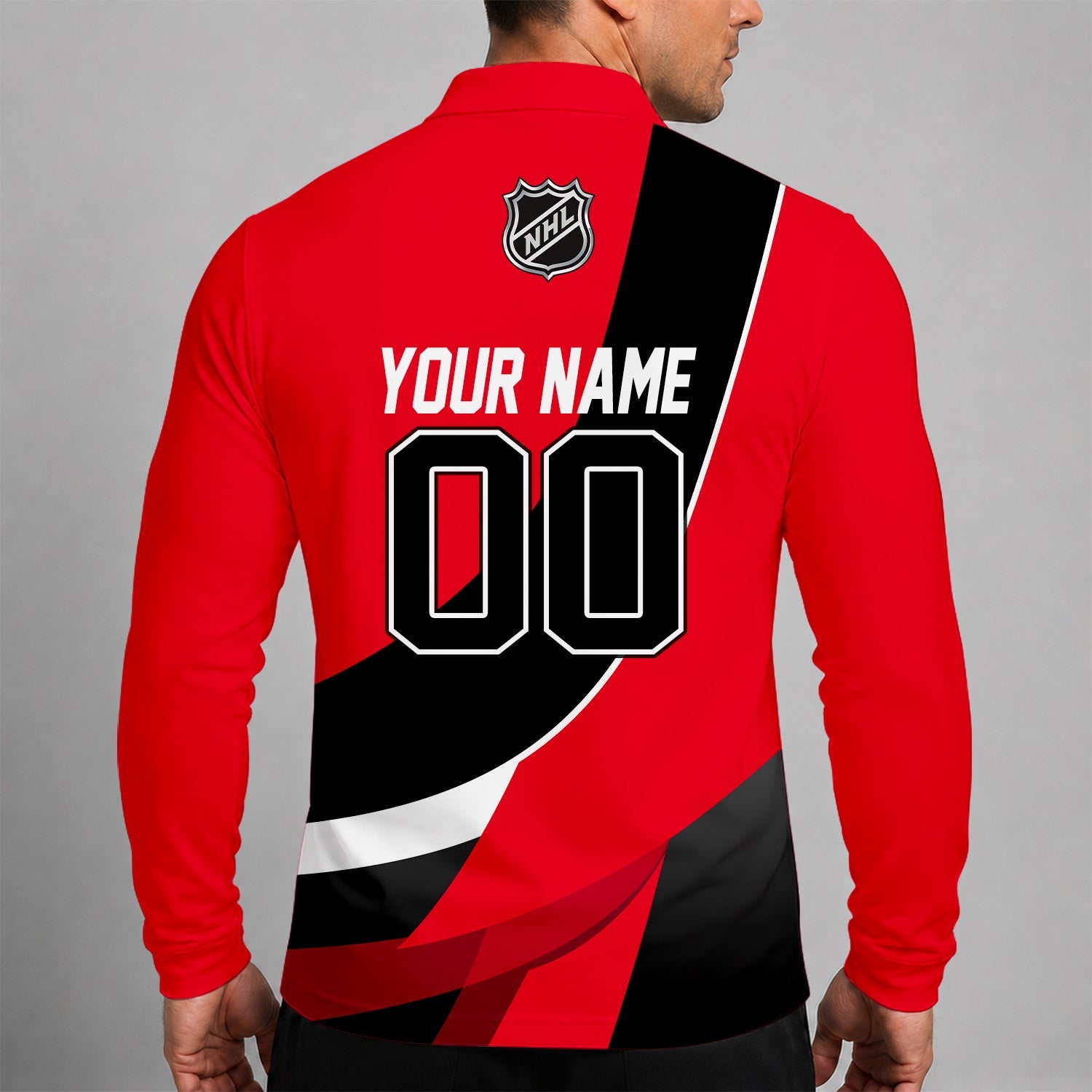 Limited Edition – Customized Nhl New Jersey Devils Men Long Sleeve Polo Shirt - Image 2