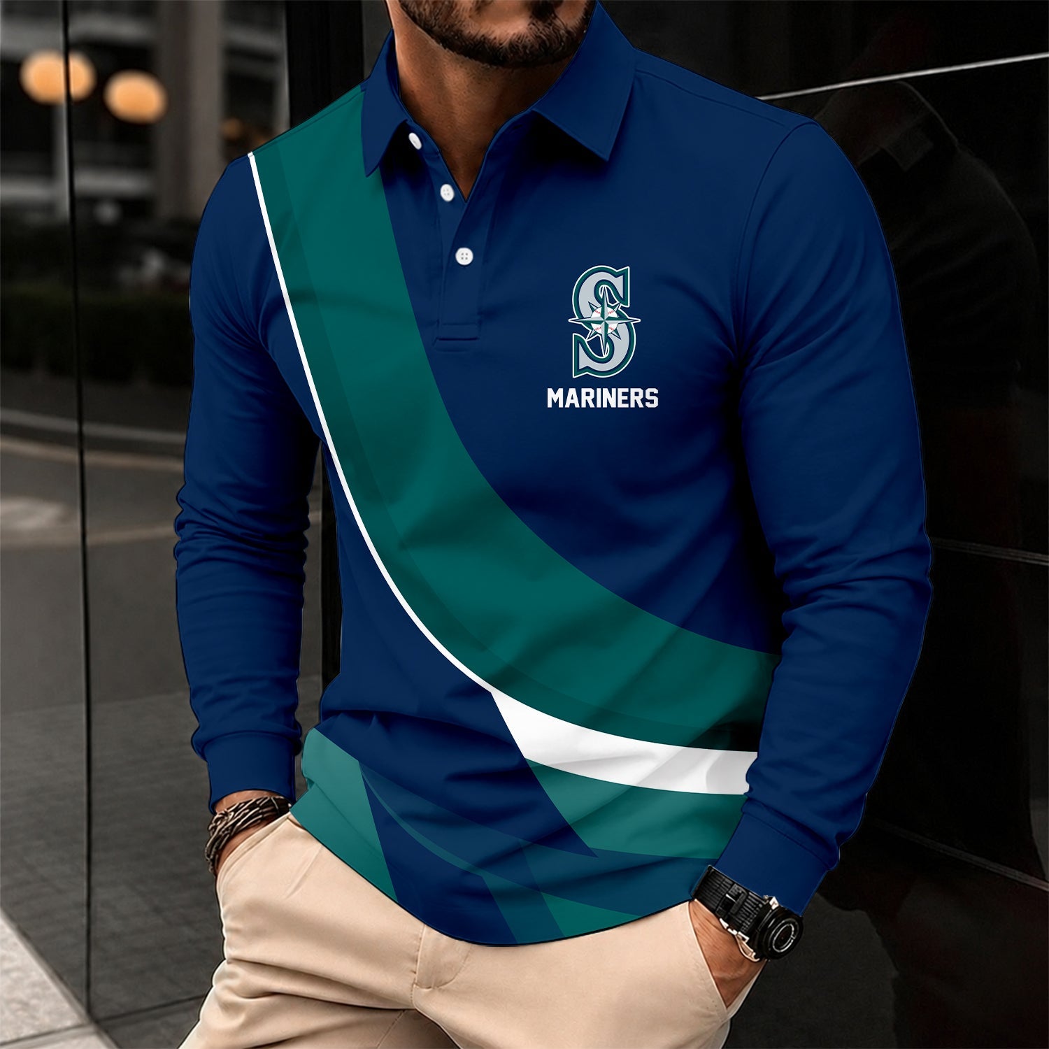 Limited Edition – Customized MLB Seattle Mariners Men’s Long Sleeve Polo Shirt