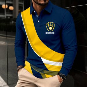Limited Edition – Customized MLB Milwaukee Brewers Men’s Long Sleeve Polo Shirt