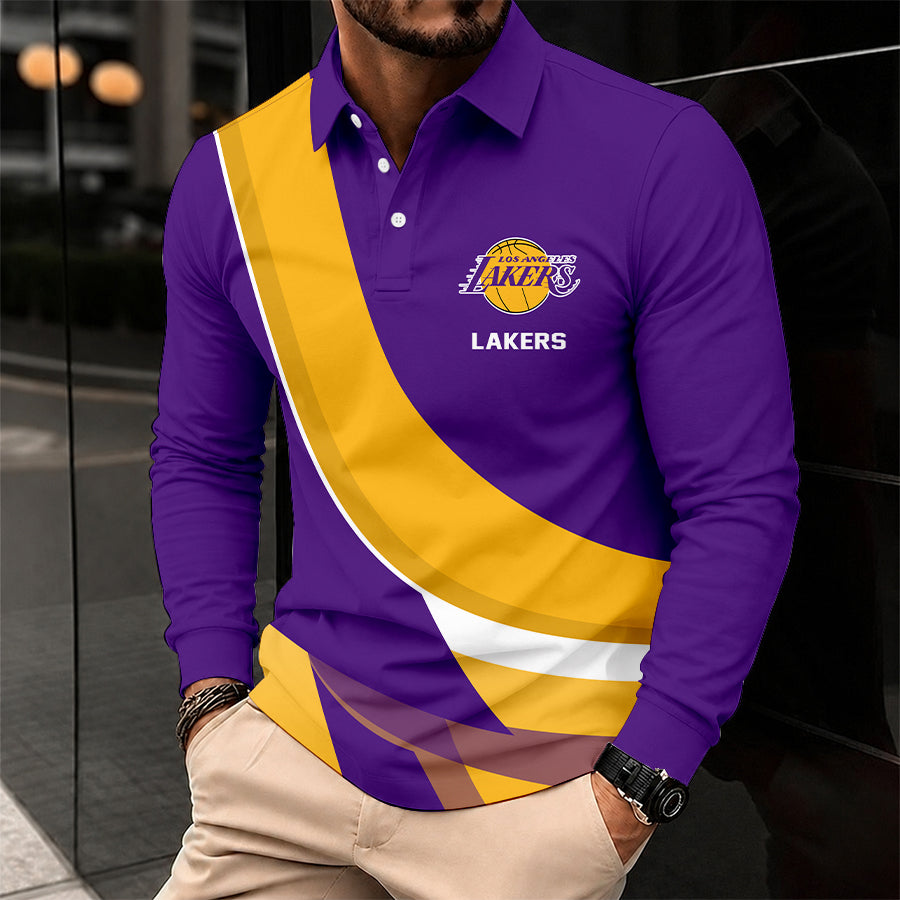 Limited Edition – Customized NBA Los Angeles Lakers Men Long Sleeve Polo Shirt
