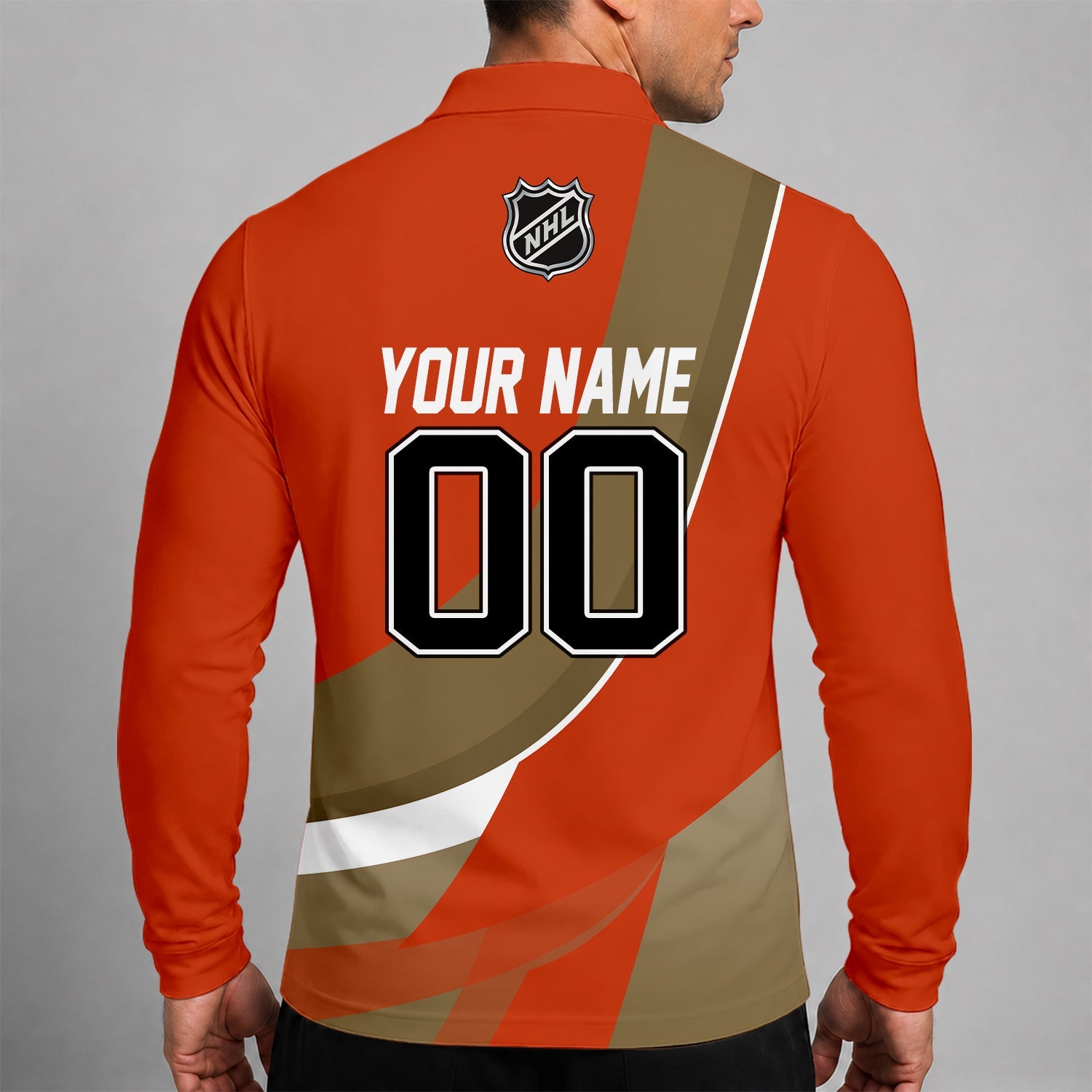 Limited Edition – Customized Nhl Anaheim Ducks Men Long Sleeve Polo Shirt - Image 2