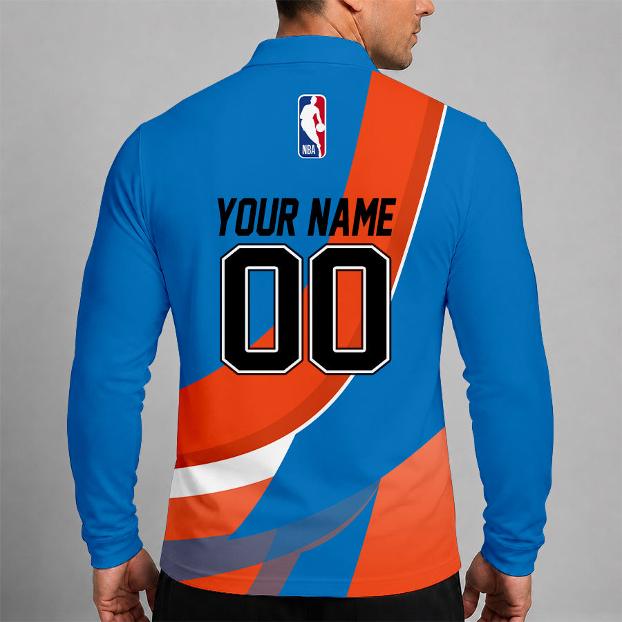 Limited Edition – Customized NBA Oklahoma City Thunder Men Long Sleeve Polo Shirt - Image 2