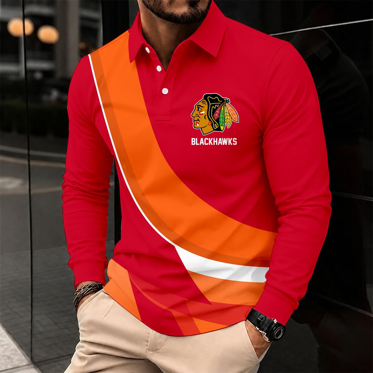 Limited Edition – Customized Nhl Chicago Blackhawks Men Long Sleeve Polo Shirt