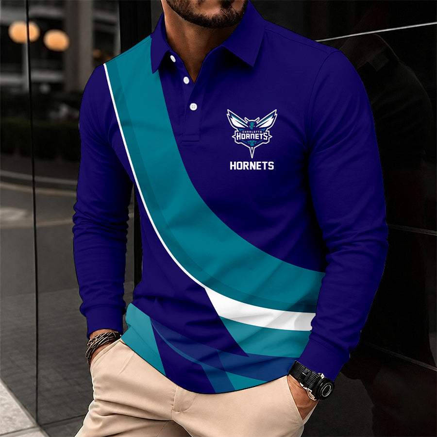 Limited Edition – Customized NBA Charlotte Hornets Men Long Sleeve Polo Shirt