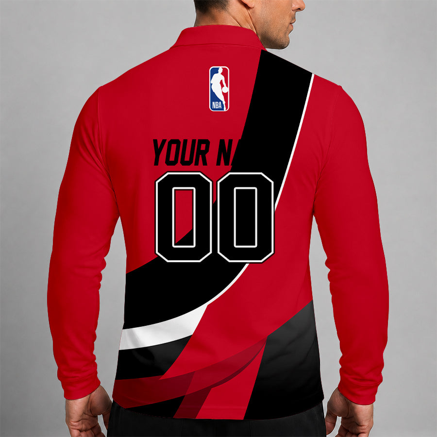 Limited Edition – Customized NBA Houston Rockets Men Long Sleeve Polo Shirt - Image 2