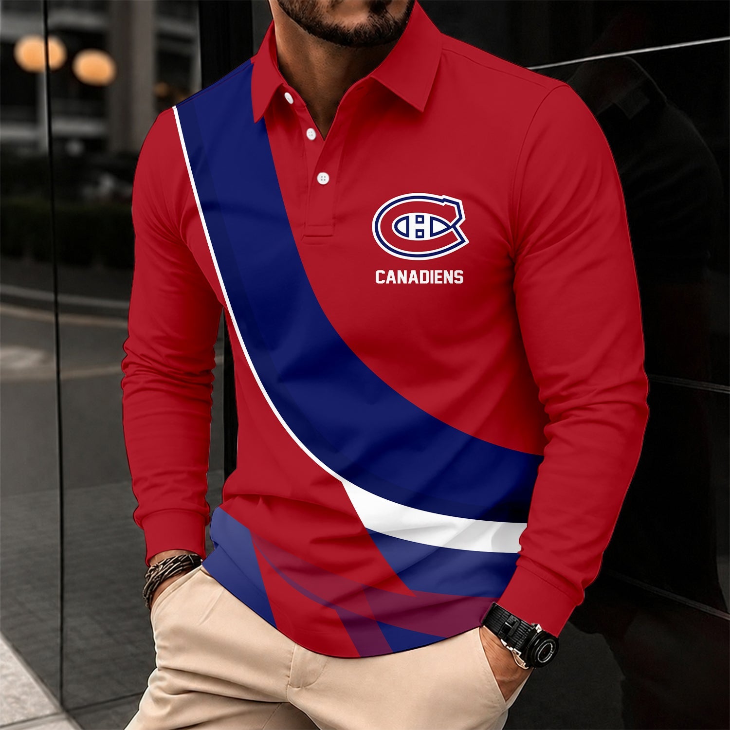 Limited Edition – Customized Nhl Montreal Canadiens Men Long Sleeve Polo Shirt