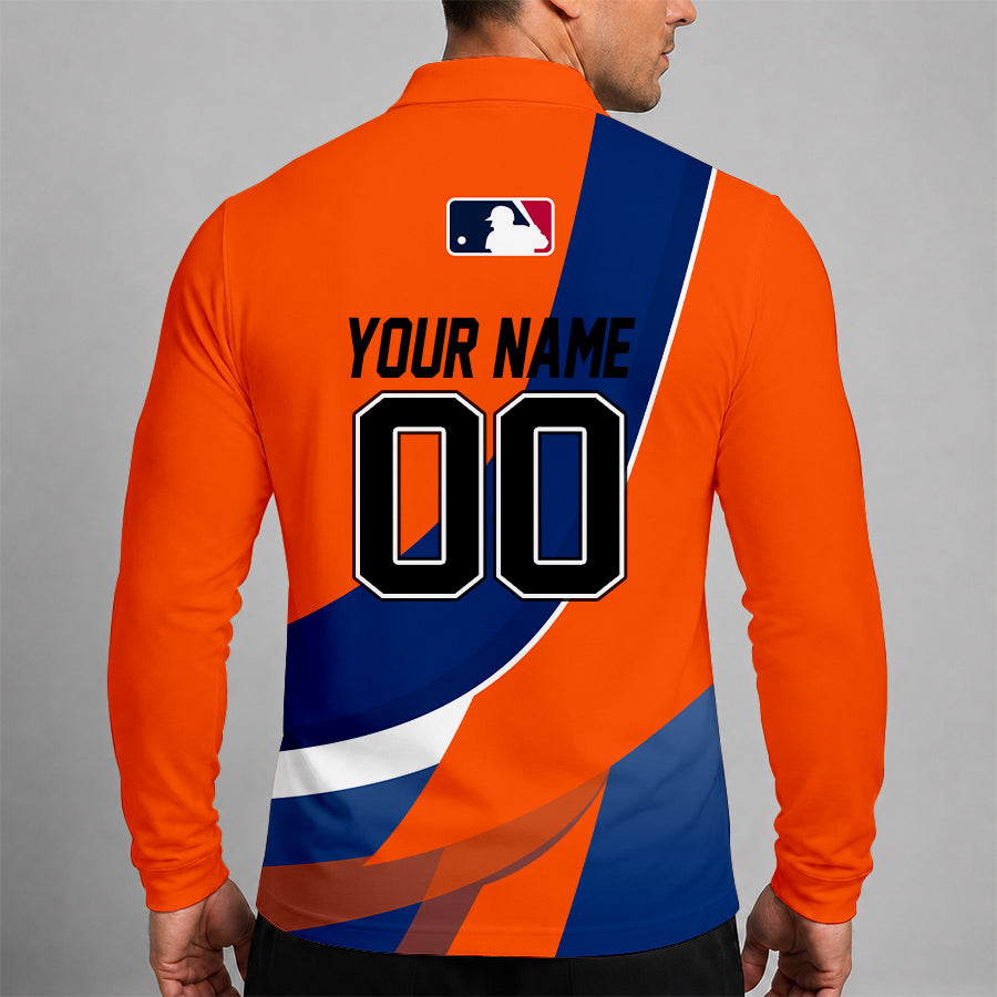 Limited Edition – Customized MLB New York Mets Men’s Long Sleeve Polo Shirt - Image 2