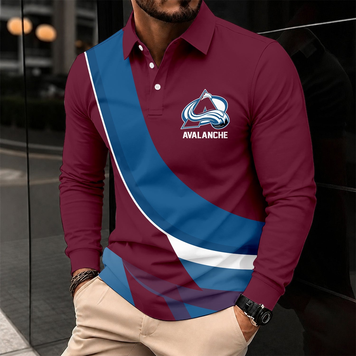 Limited Edition – Customized Nhl Colorado Avalanche Men Long Sleeve Polo Shirt