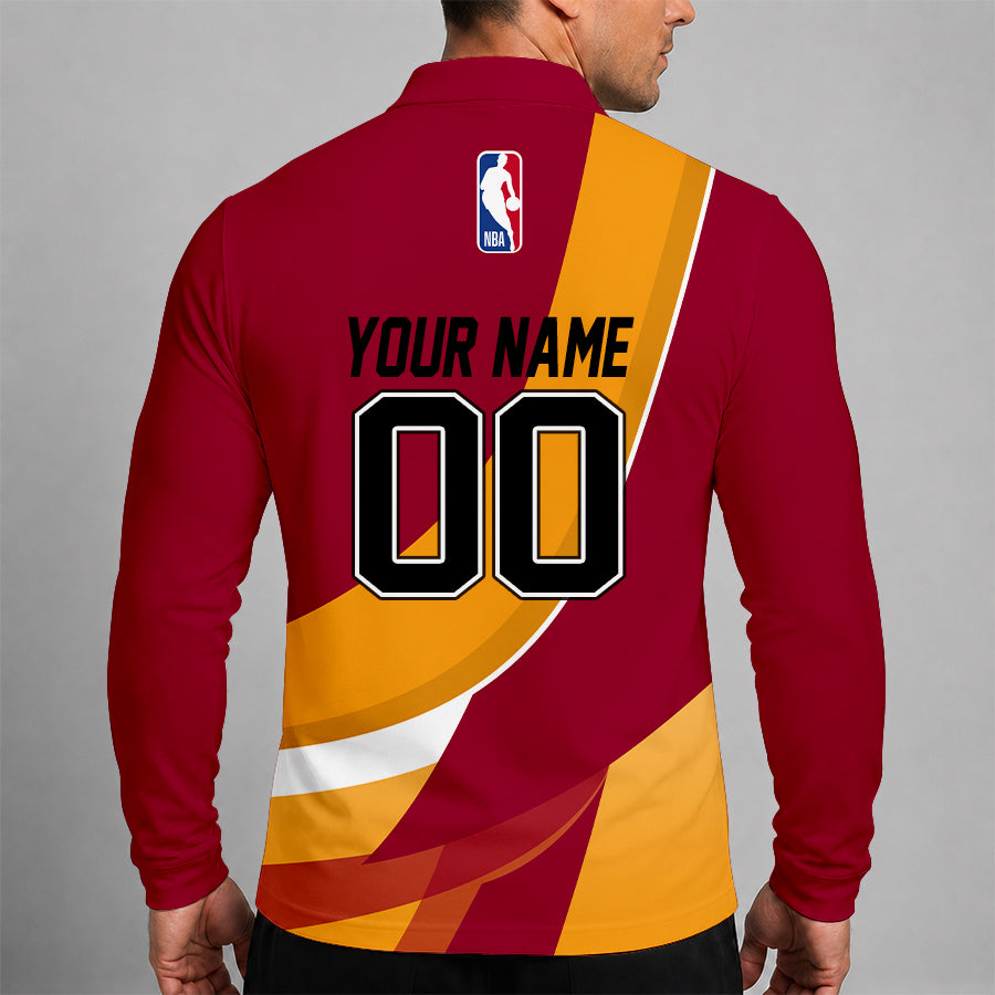 Limited Edition – Customized NBA Miami Heat Men Long Sleeve Polo Shirt - Image 2