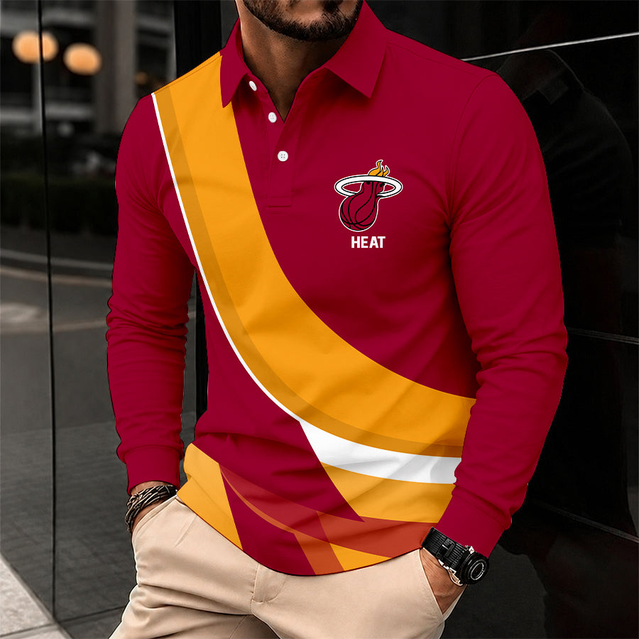 Limited Edition – Customized NBA Miami Heat Men Long Sleeve Polo Shirt