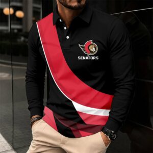Limited Edition – Customized Nhl Ottawa Senators Men Long Sleeve Polo Shirt