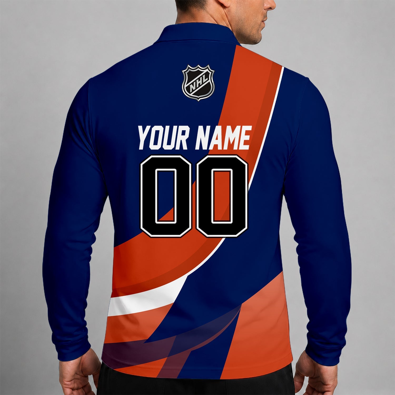 Limited Edition – Customized Nhl Edmonton Oilers Men Long Sleeve Polo Shirt - Image 2