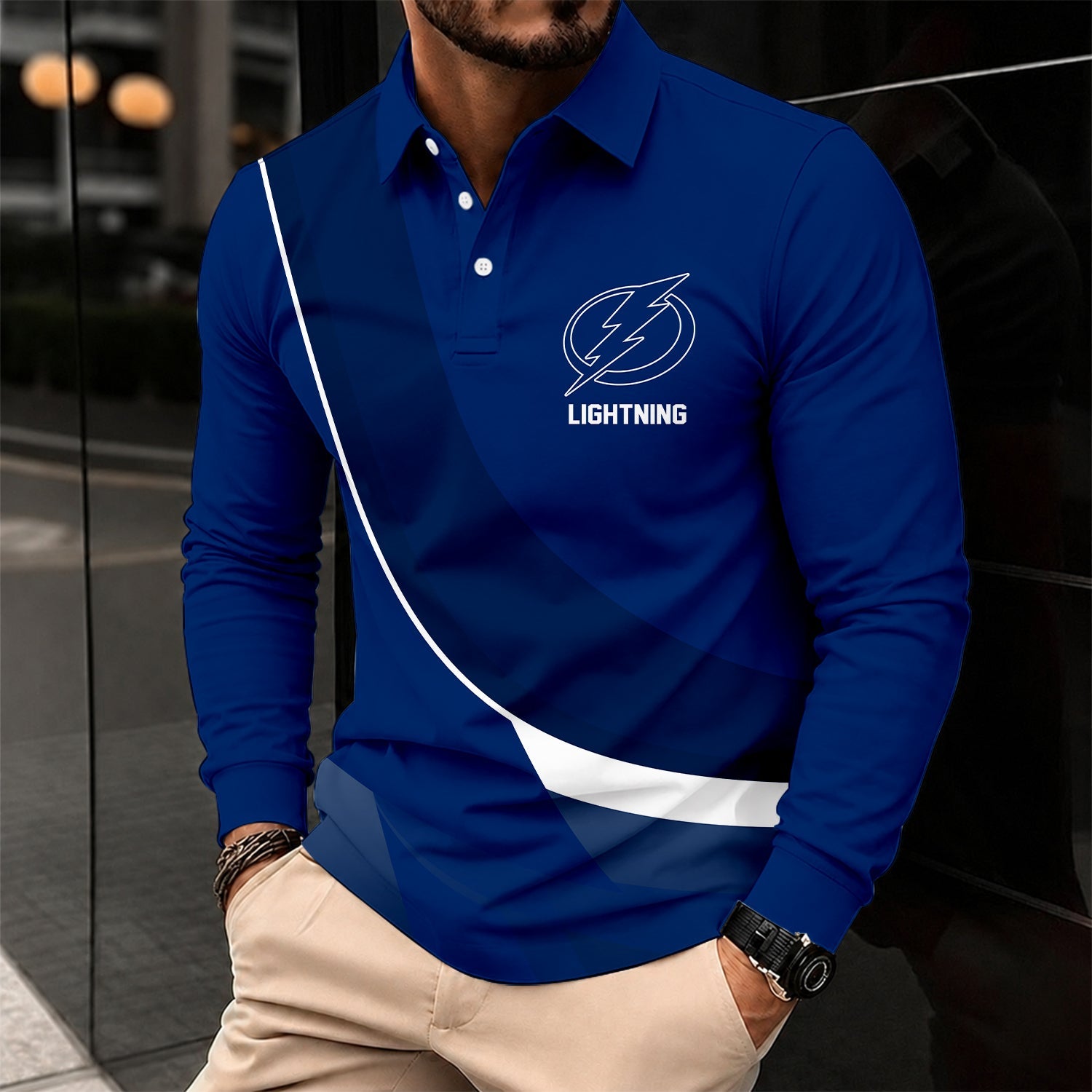 Limited Edition – Customized Nhl Tampa Bay Lightning Men Long Sleeve Polo Shirt