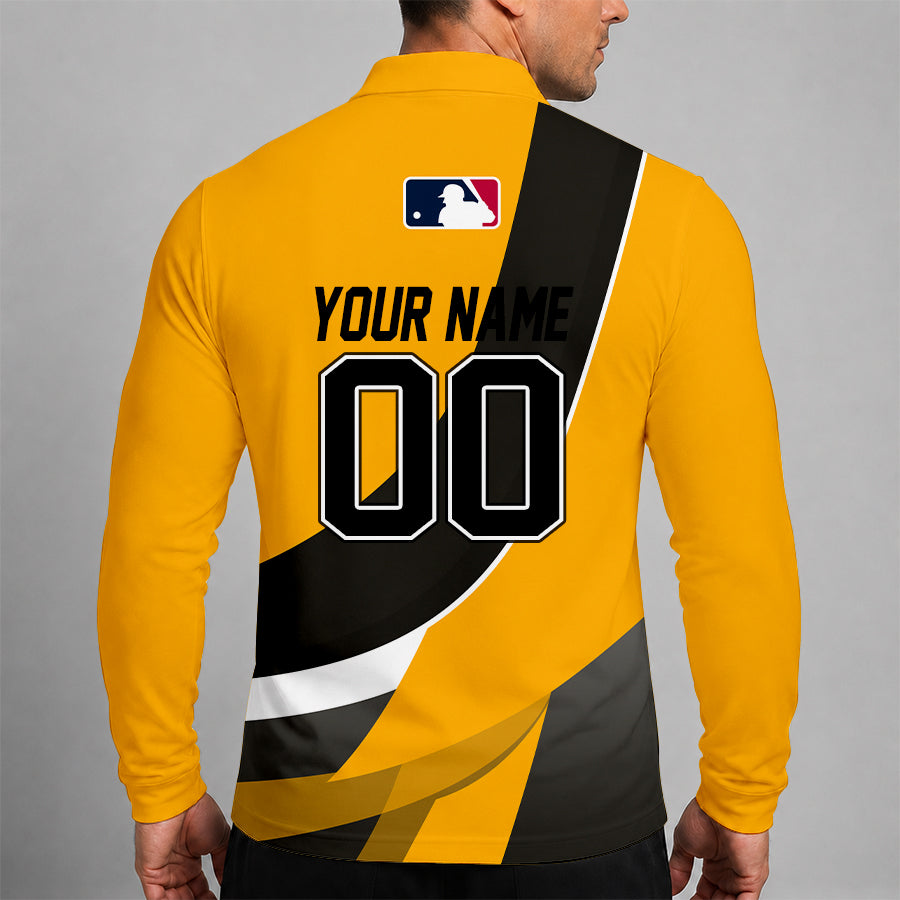 Limited Edition – Customized MLB Pittsburgh Pirates Men’s Long Sleeve Polo Shirt - Image 2