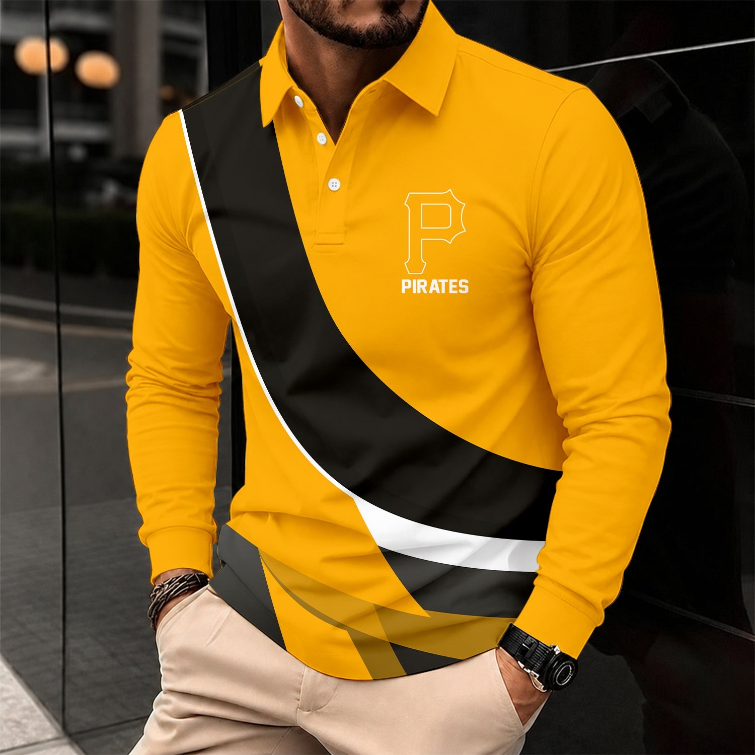 Limited Edition – Customized MLB Pittsburgh Pirates Men’s Long Sleeve Polo Shirt