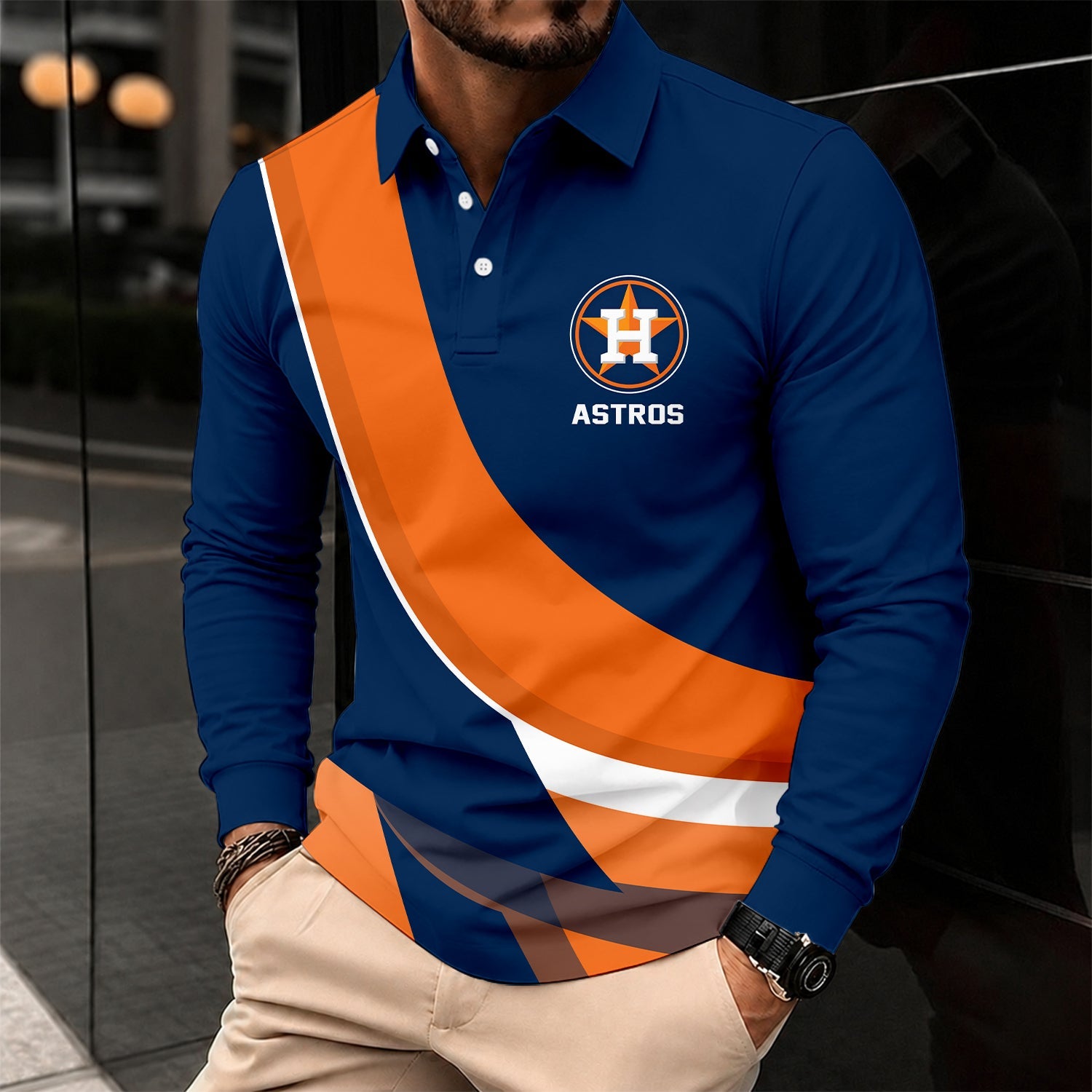 Limited Edition – Customized MLB Houston Astros Men’s Long Sleeve Polo Shirt