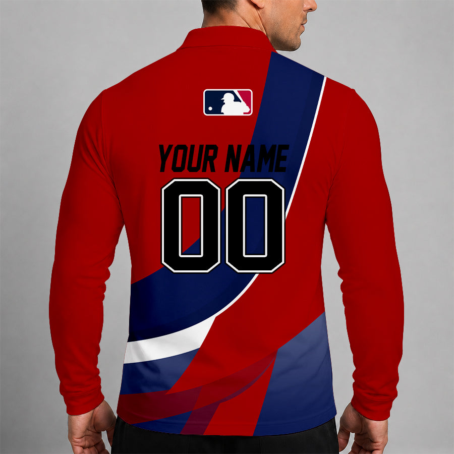 Limited Edition – Customized MLB Washington Nationals Men’s Long Sleeve Polo Shirt - Image 2