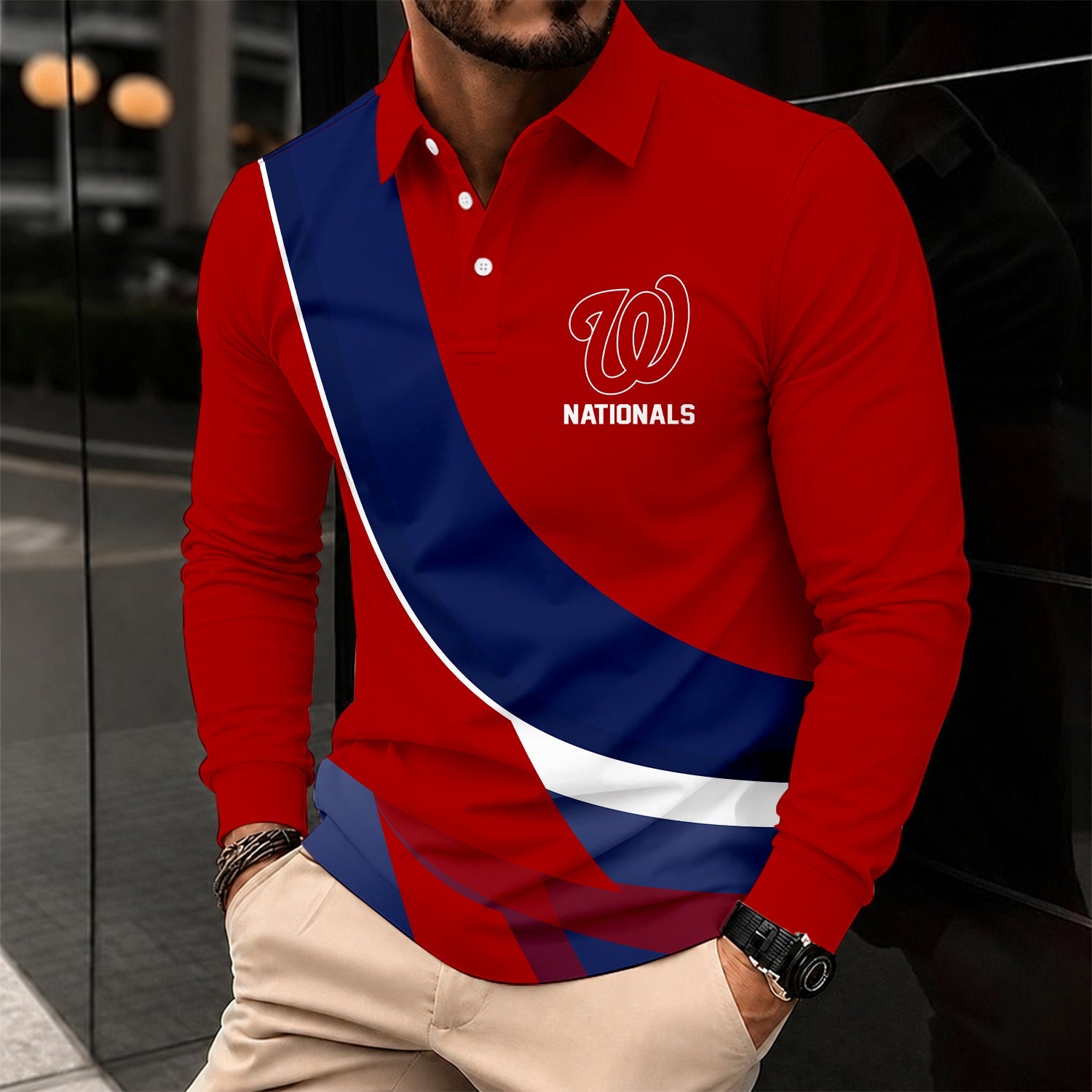 Limited Edition – Customized MLB Washington Nationals Men’s Long Sleeve Polo Shirt