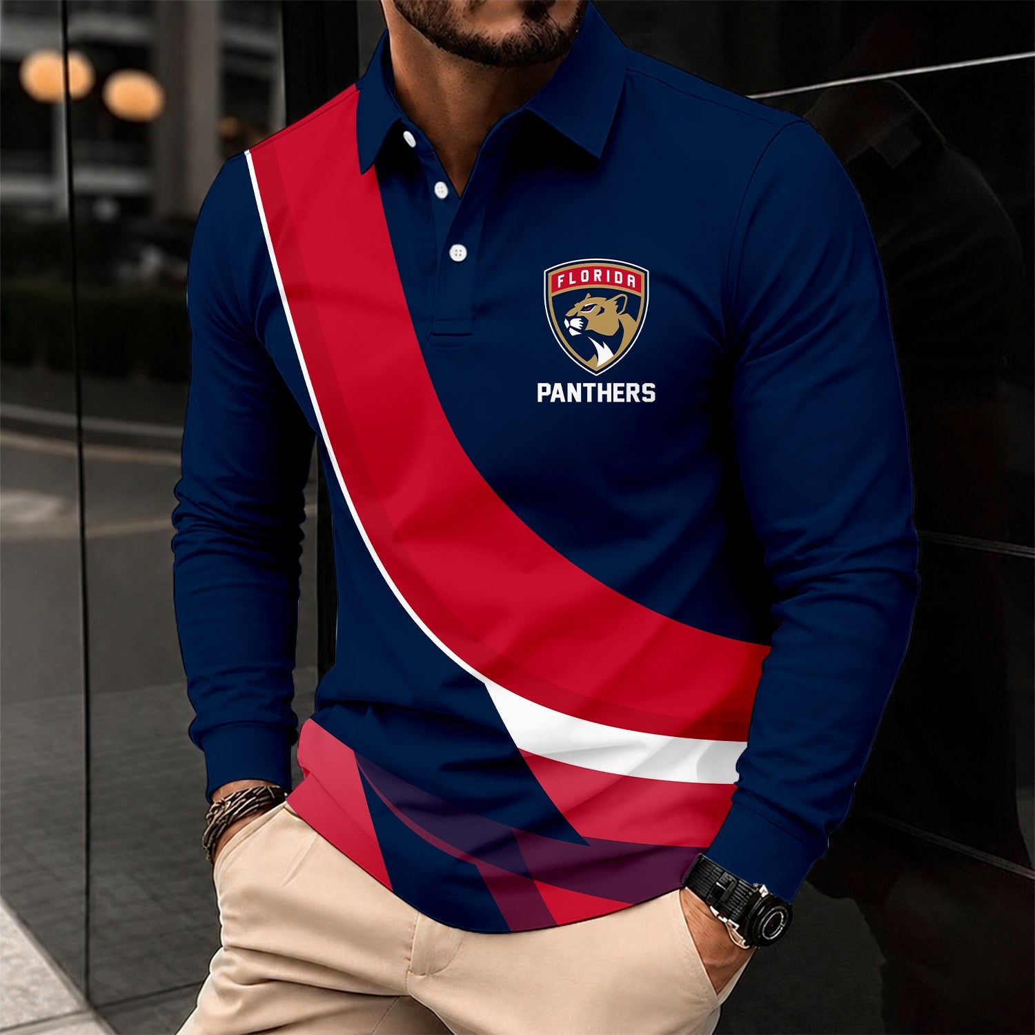 Limited Edition – Customized Nhl Florida Panthers Men Long Sleeve Polo Shirt