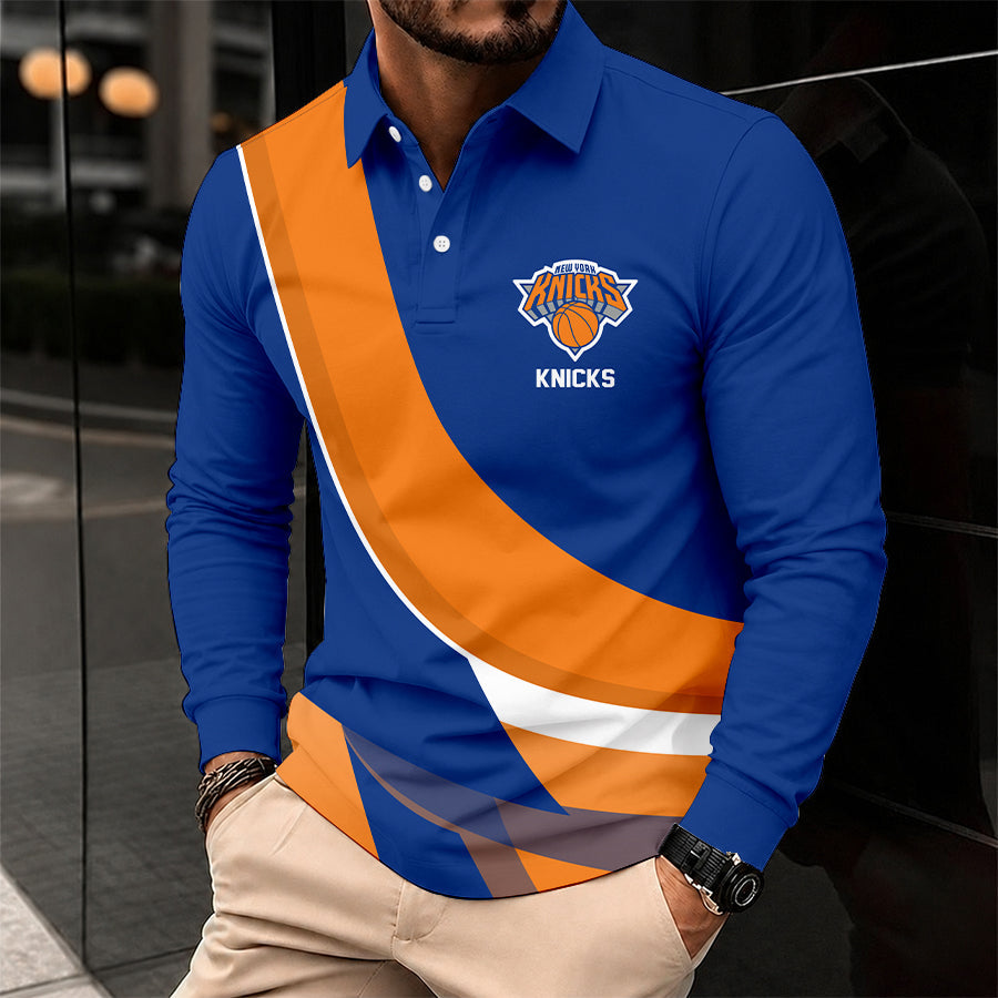 Limited Edition – Customized NBA New York Knicks Men Long Sleeve Polo Shirt