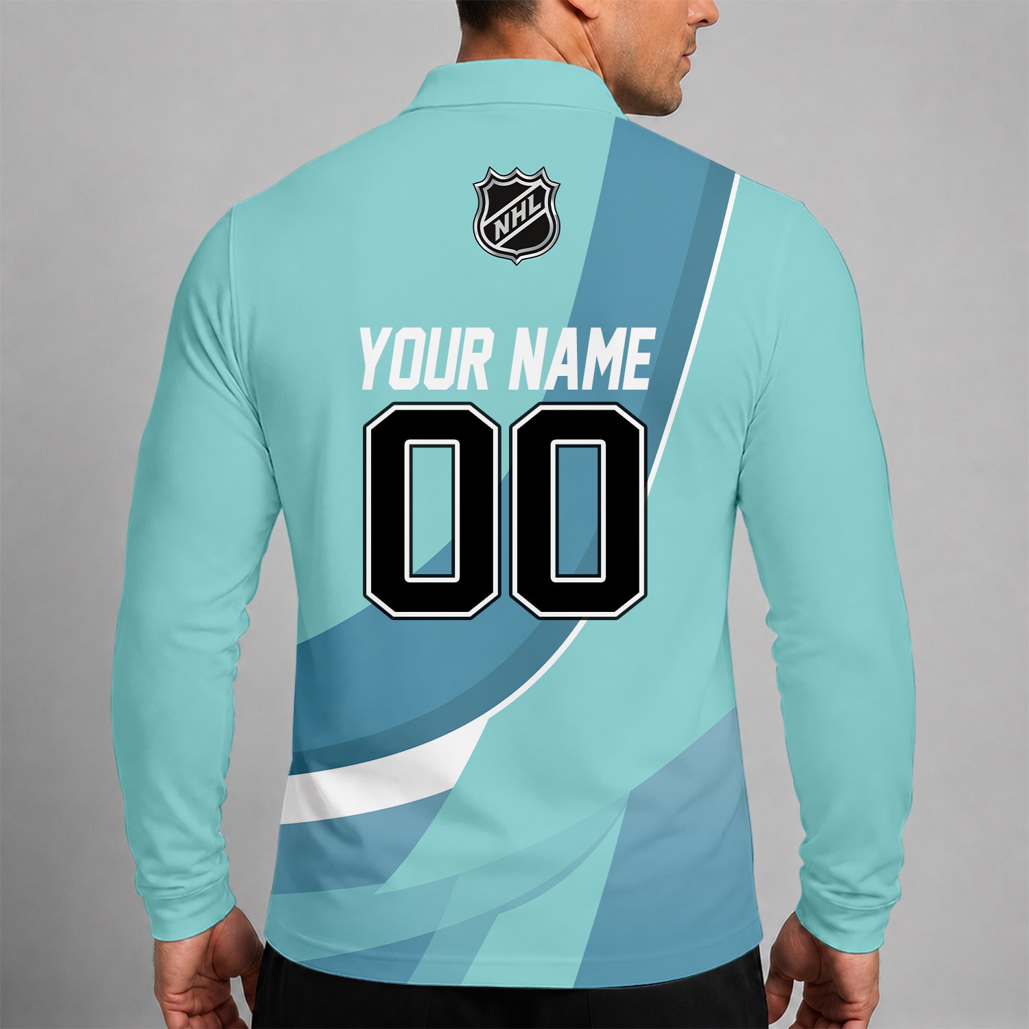 Limited Edition – Customized Nhl Seattle Kraken Men Long Sleeve Polo Shirt - Image 2