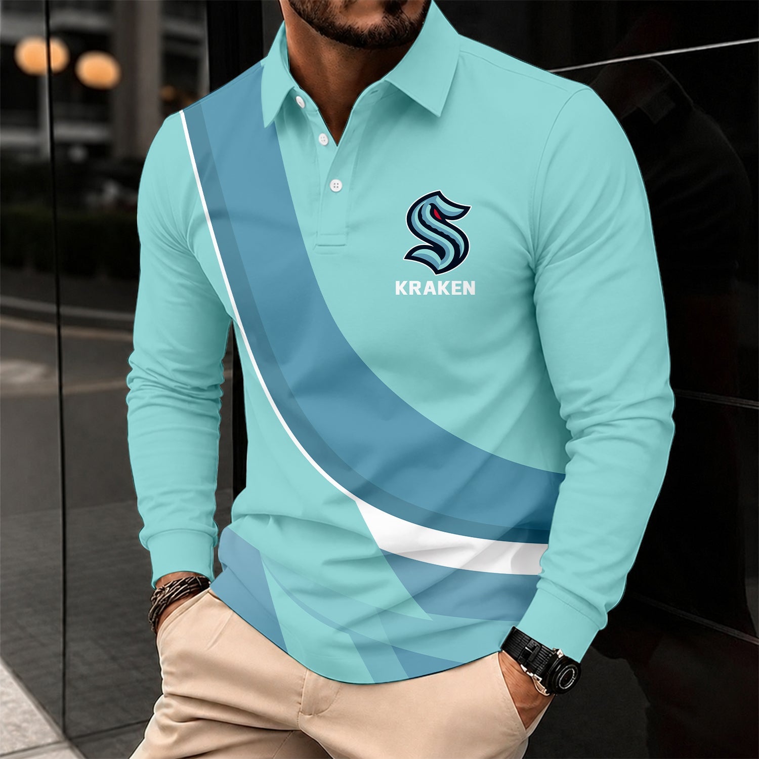 Limited Edition – Customized Nhl Seattle Kraken Men Long Sleeve Polo Shirt