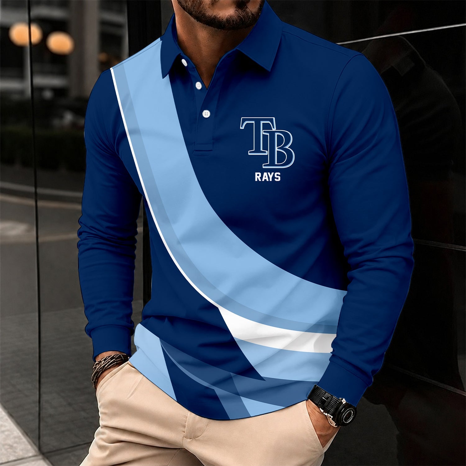 Limited Edition – Customized MLB Tampa Bay Rays Men’s Long Sleeve Polo Shirt