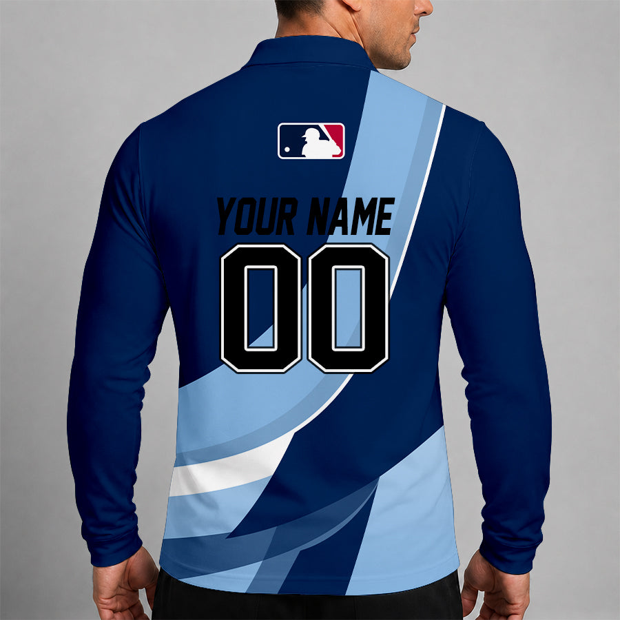 Limited Edition – Customized MLB Tampa Bay Rays Men’s Long Sleeve Polo Shirt - Image 2