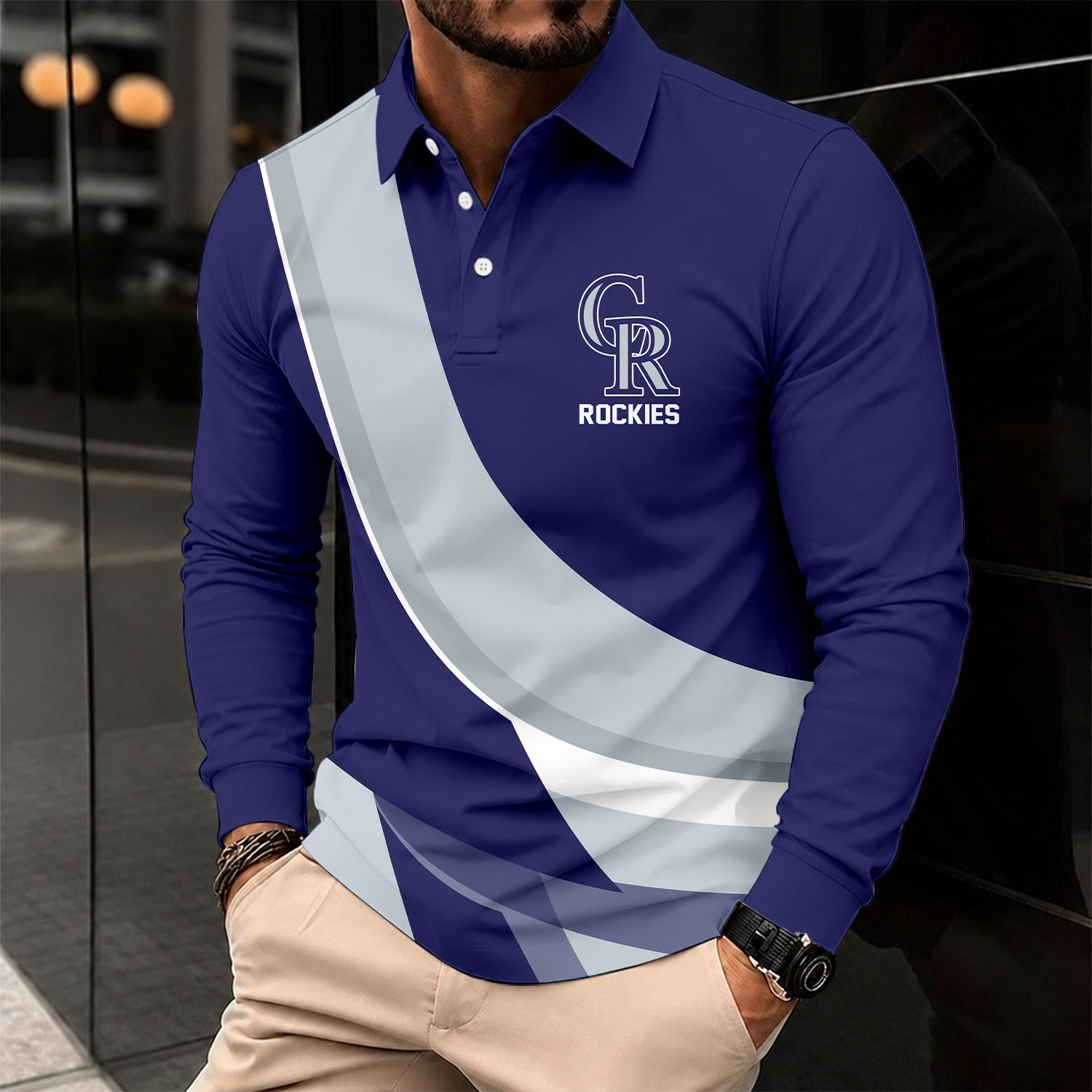 Limited Edition – Customized MLB Colorado Rockies Men’s Long Sleeve Polo Shirt