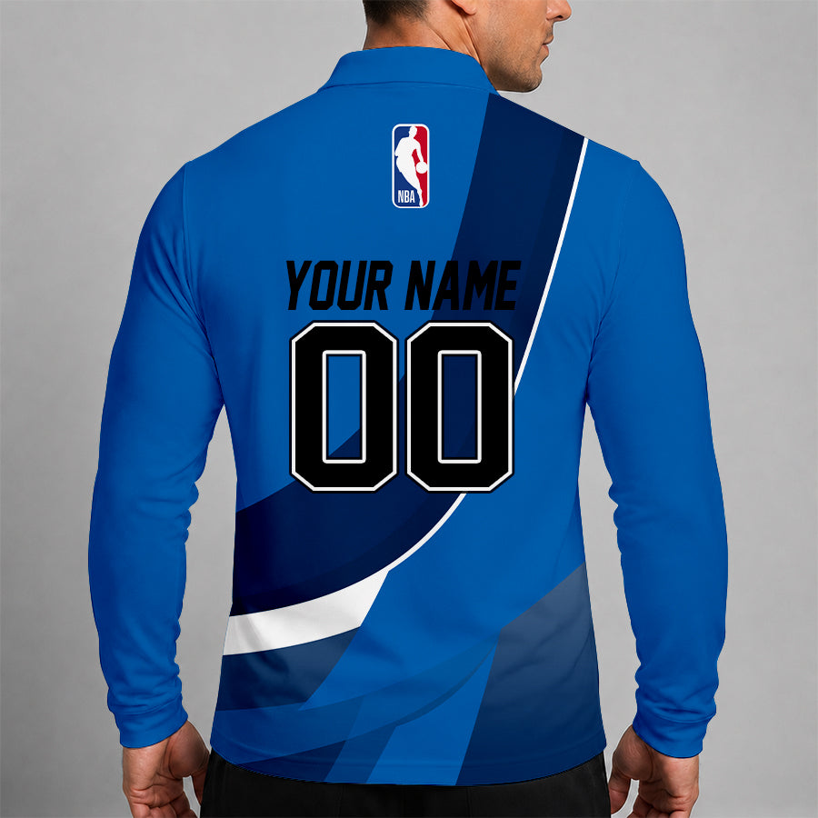 Limited Edition – Customized NBA Dallas Mavericks Men Long Sleeve Polo Shirt - Image 2
