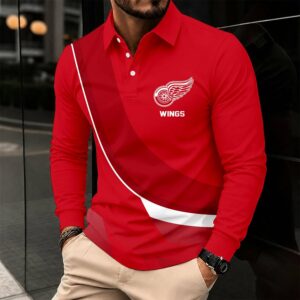 Limited Edition – Customized Nhl Detroit Red Wings Men Long Sleeve Polo Shirt