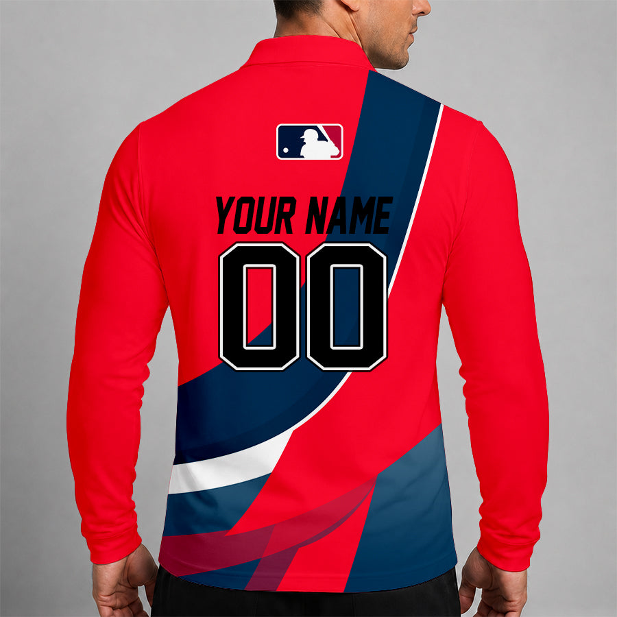 Limited Edition – Customized MLB Cleveland Guardians Men’s Long Sleeve Polo Shirt - Image 2