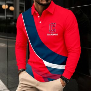 Limited Edition – Customized MLB Cleveland Guardians Men’s Long Sleeve Polo Shirt