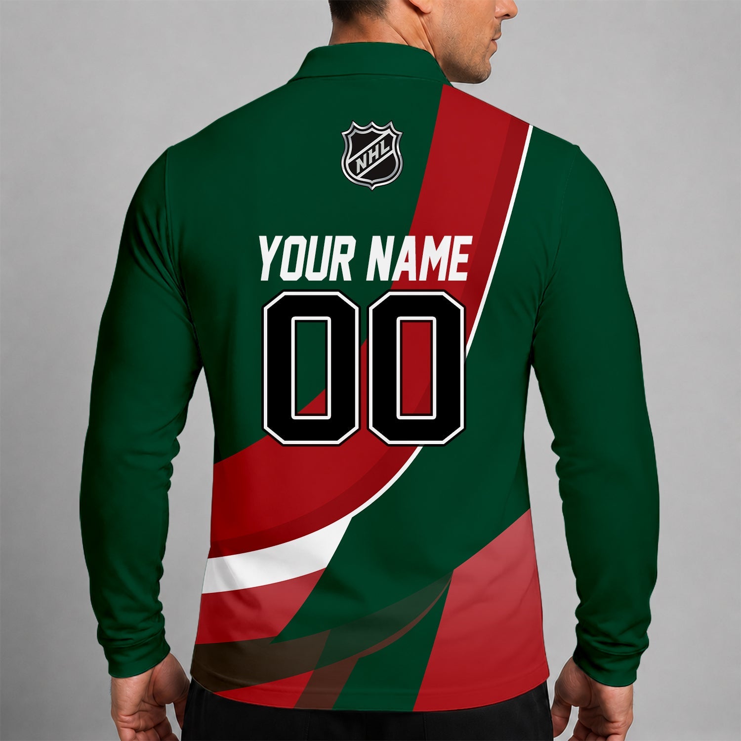Limited Edition – Customized Nhl Minnesota Wild Men Long Sleeve Polo Shirt - Image 2