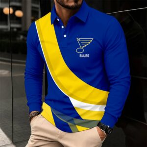 Limited Edition – Customized Nhl St. Louis Blues Men Long Sleeve Polo Shirt