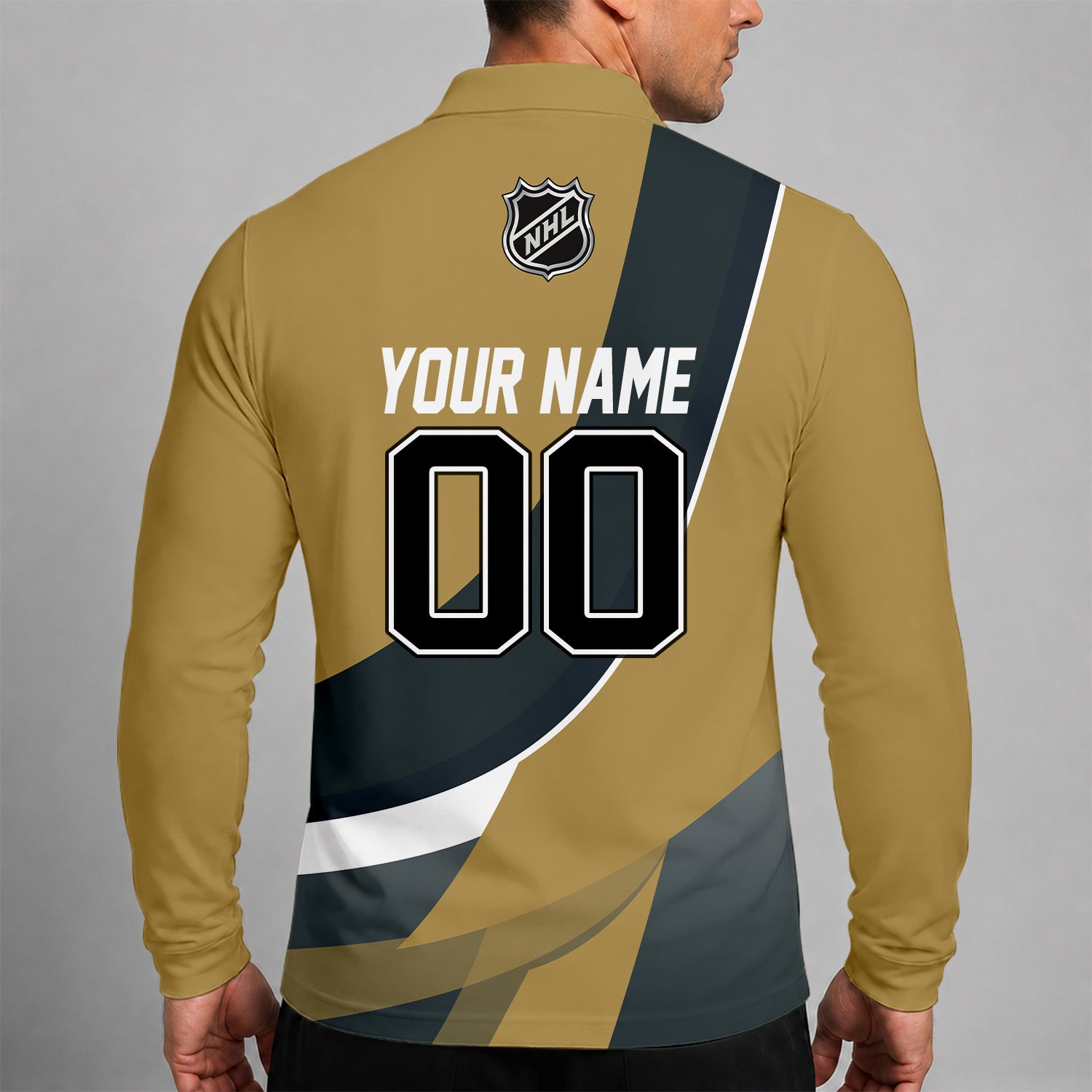 Limited Edition – Customized Nhl Vegas Golden Knights Men Long Sleeve Polo Shirt - Image 2