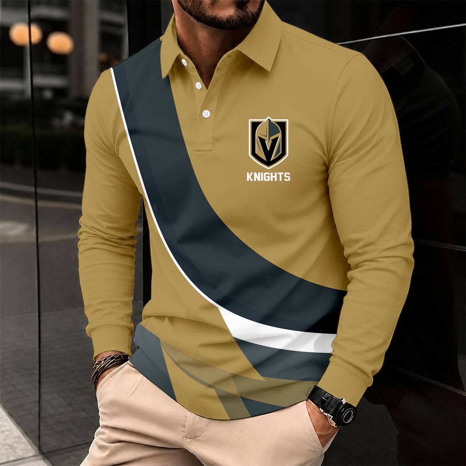 Limited Edition – Customized Nhl Vegas Golden Knights Men Long Sleeve Polo Shirt