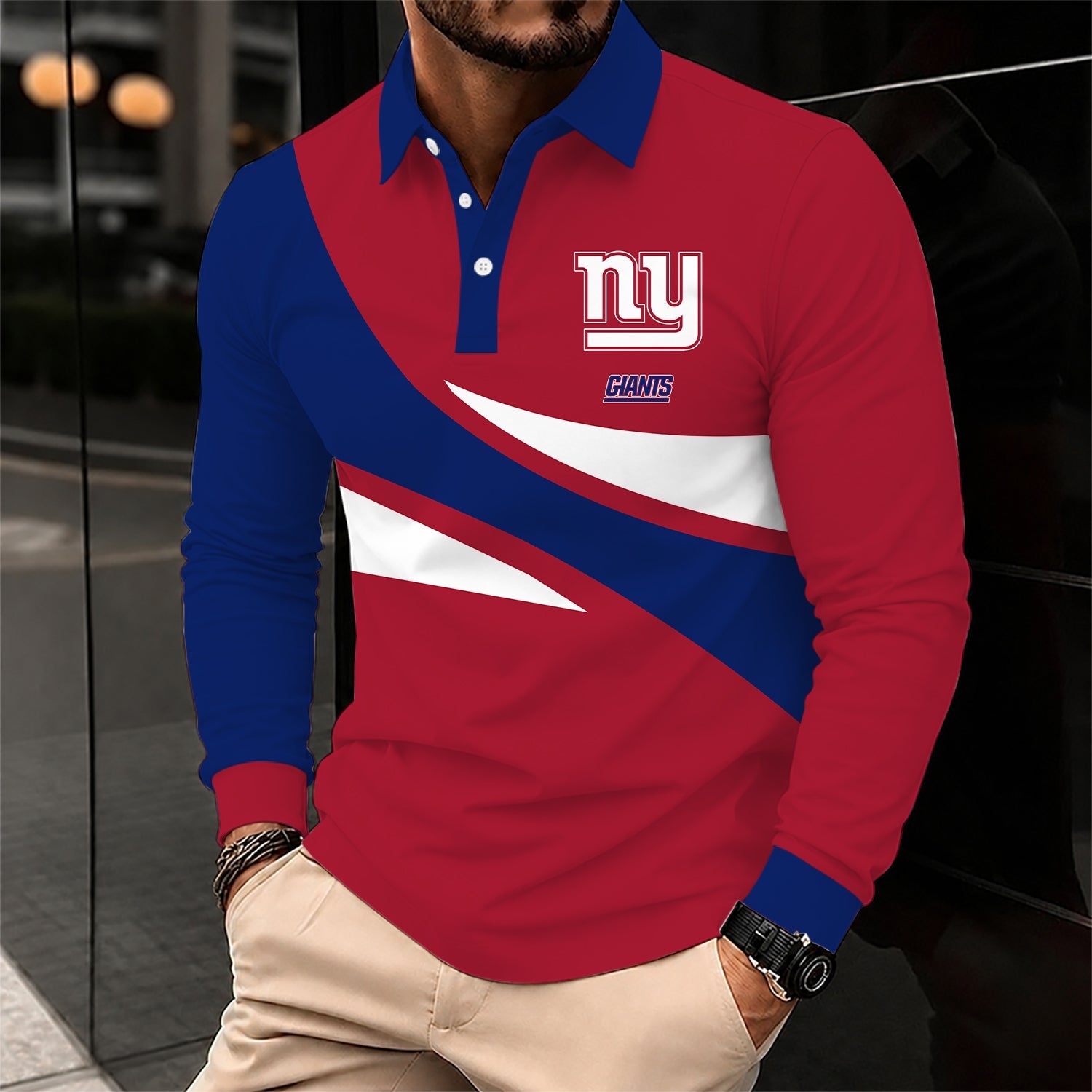 Limited Edition – Customized NFL New York Giants Long Sleeve Polo Shirt