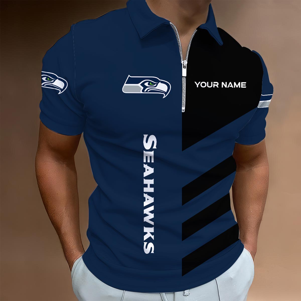 Limited Edition – Customized NFL Seattle Seahawks Zip Polo Shirt
