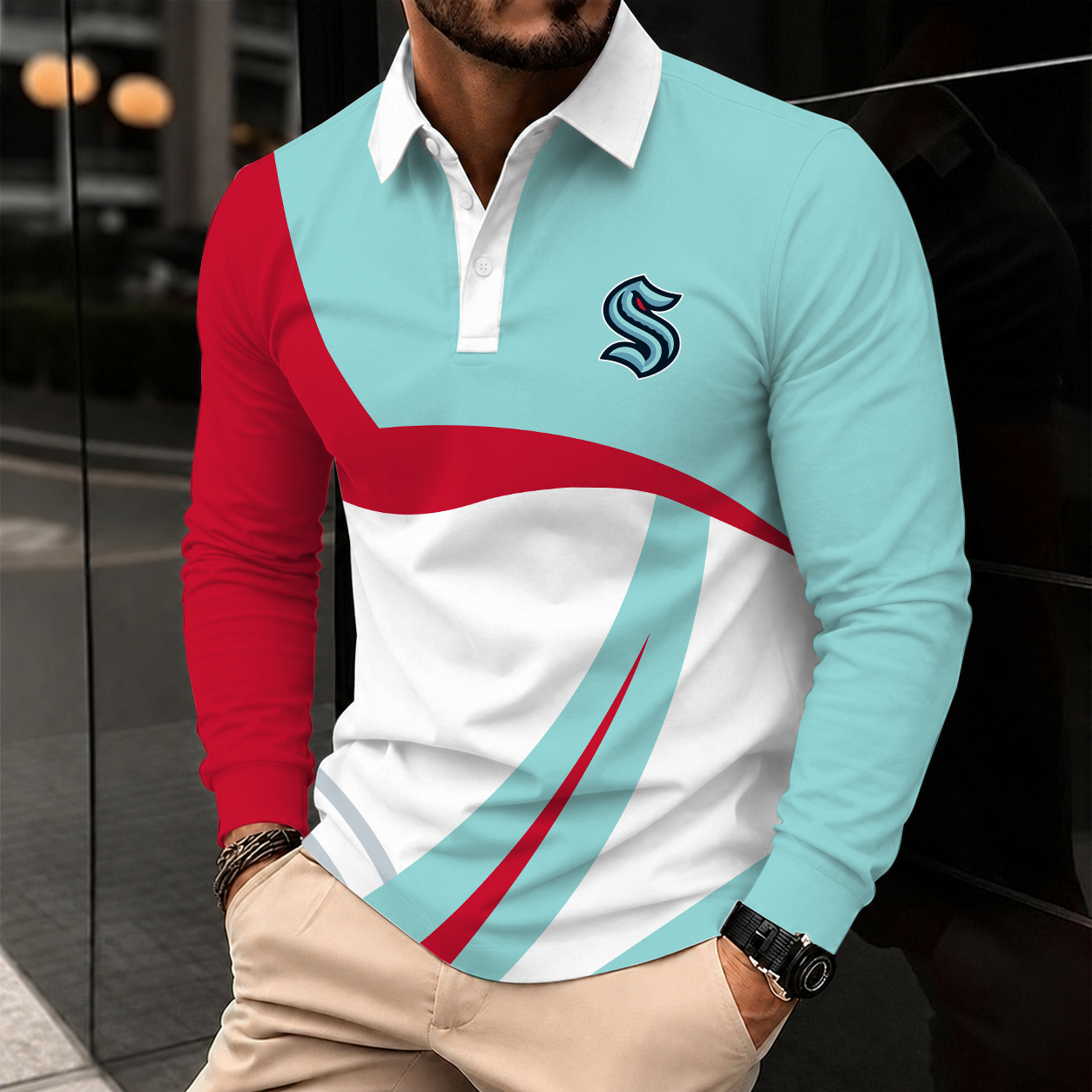Limited Edition – Customized Nhl Seattle Kraken Men Long Sleeve Polo Shirt