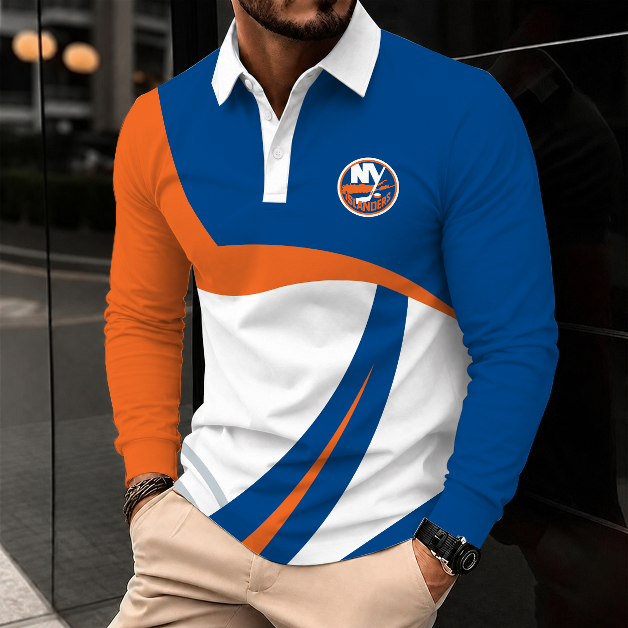 Limited Edition – Customized Nhl New York Islanders Men Long Sleeve Polo Shirt